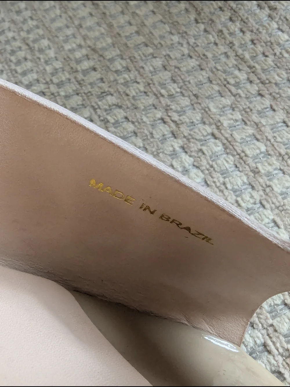 Pour La Victoire Beige Patent Platform Sandal with Ankle Strap